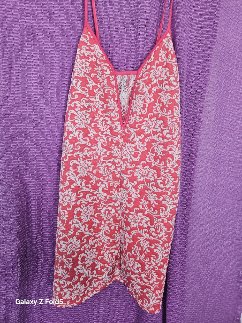 Plus Lace-Inset Floral Coral Camisole - Picture 8 of 9